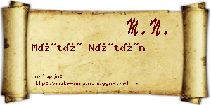 Máté Nátán névjegykártya